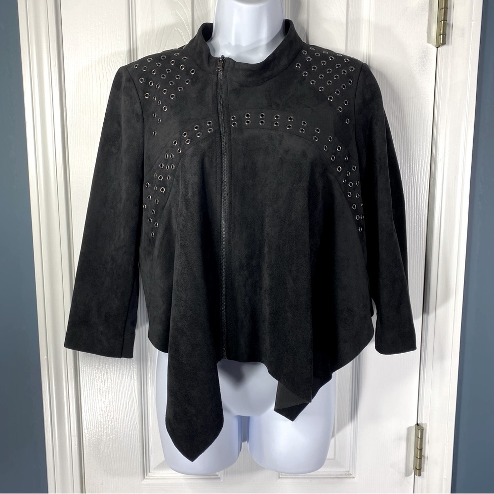 BCBGMaxAzria Bri Faux Suede Grommet Moto Jacket